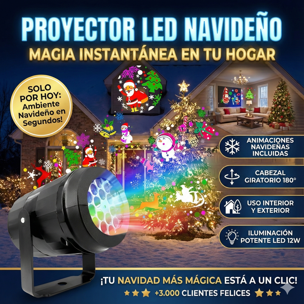 🎄Proyector de Luces LED Navideño – Magia Instantánea en tu Hogar🎄