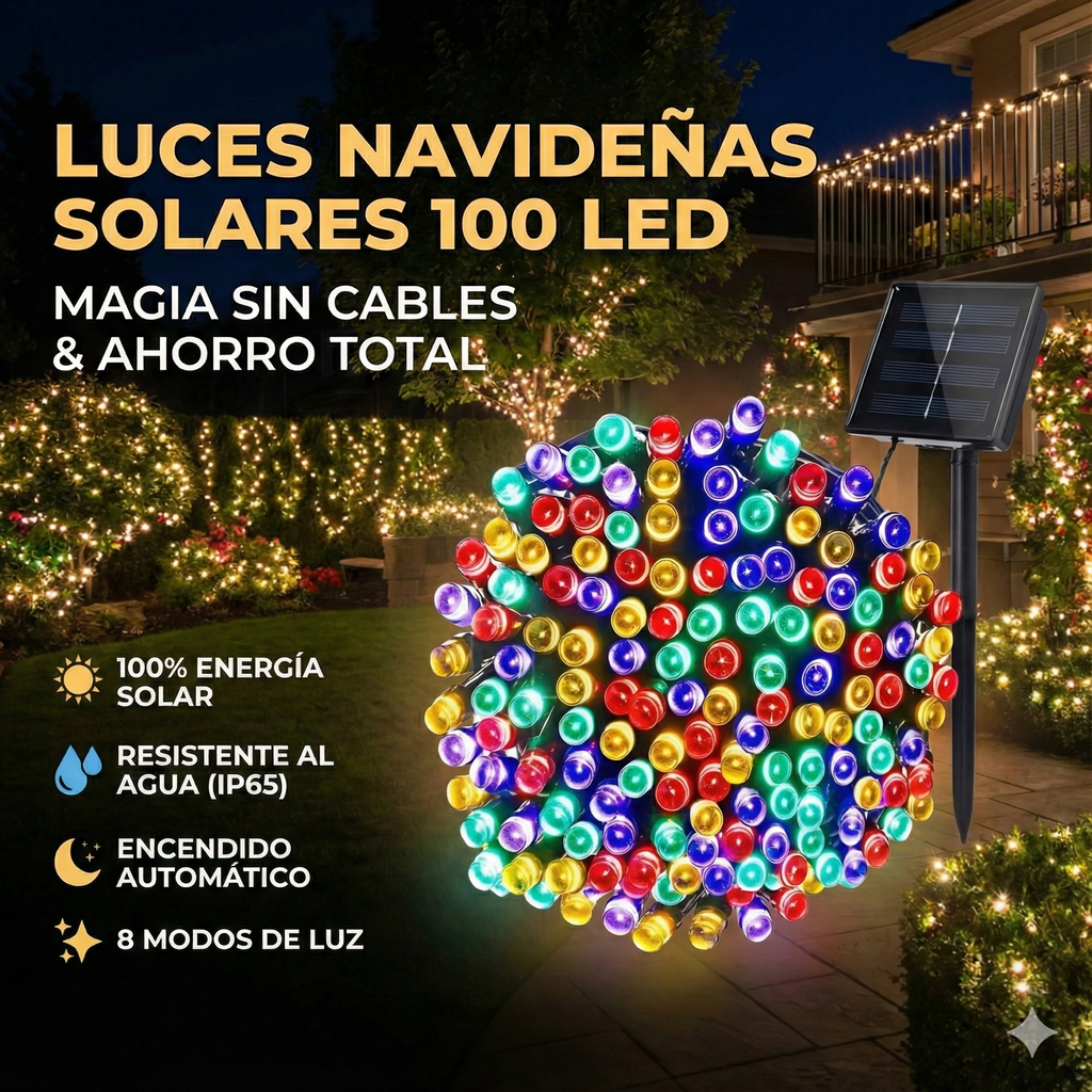 🎄LUZ NAVIDEÑA LED CON PANEL SOLAR 🎄